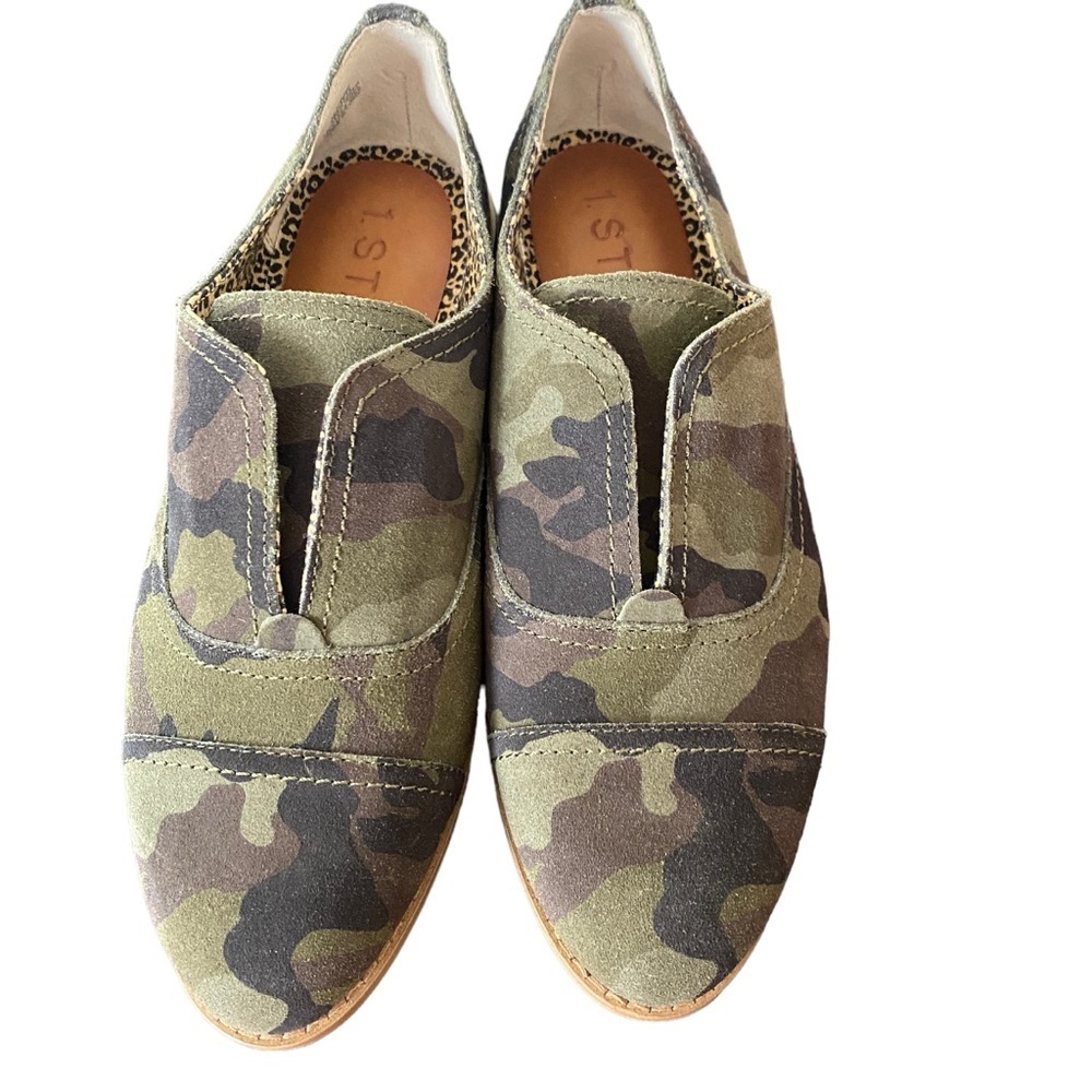 1.STATE Camo Print Loafer Brown/Green‎ Slip On Shoes Sz 7